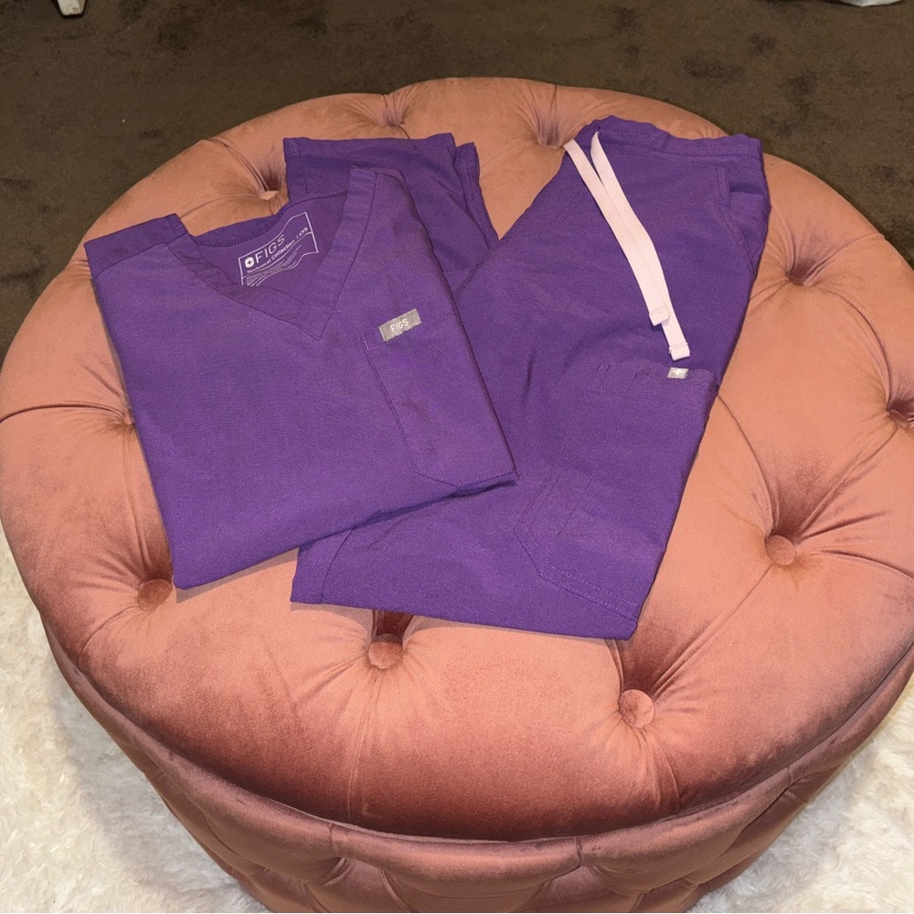 Figs Purple Scrub Top and Pants Set
